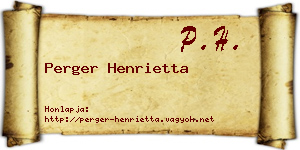 Perger Henrietta névjegykártya